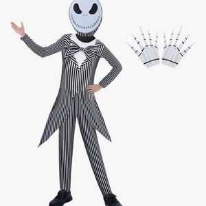 Kids Black and White Striped Jack Skellington Costume